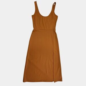 NEW Leith Scoop Neck Sleeveless Tank Bodycon Midi Dress Women Small Pumpkin Slit
